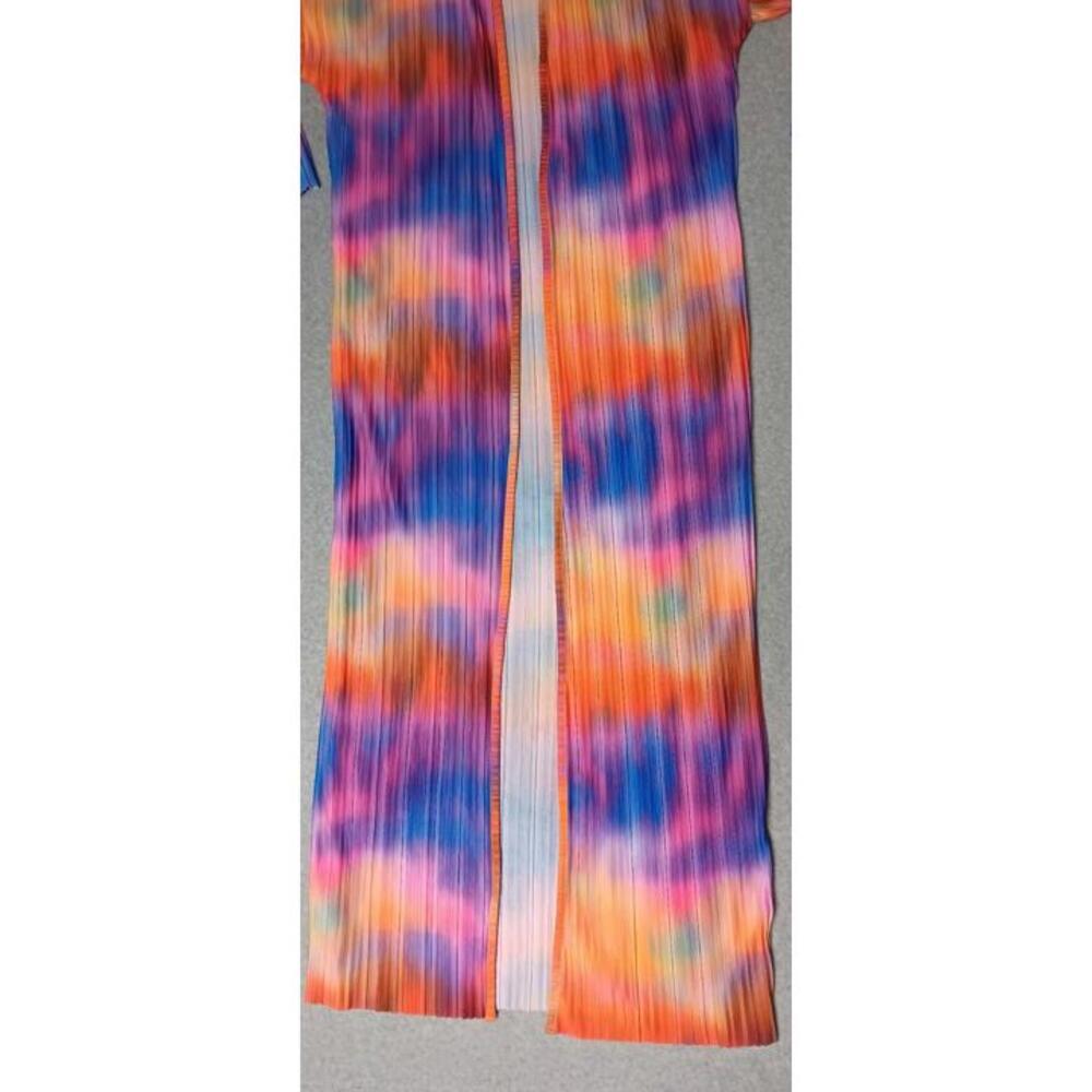 NWT! Boohoo Maxi Kimono Womens Size Small Marble Print Plisse Wide Sleeves - Picture 7 of 12